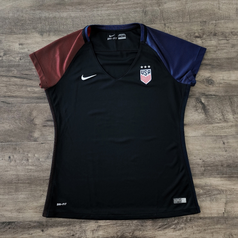 Nike 2016 USA Team Authentic Away Soccer Dri-Fit Jersey Black Women's Large